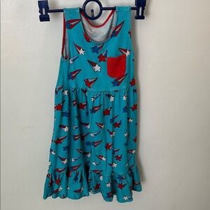 Rags to Raches/ Girls Teal Star & Rocket Pocket Tank Dress